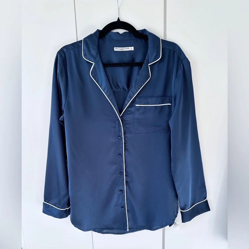 Abercrombie & Fitch Satin Sleep Top - Navy - S - Picture 2 of 5